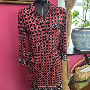 Donna Morgan Red and Black Patterned Dress